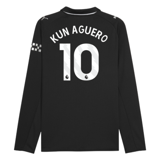 2025-2026 Man City Long Sleeve Away Shirt (Kun Aguero 10)