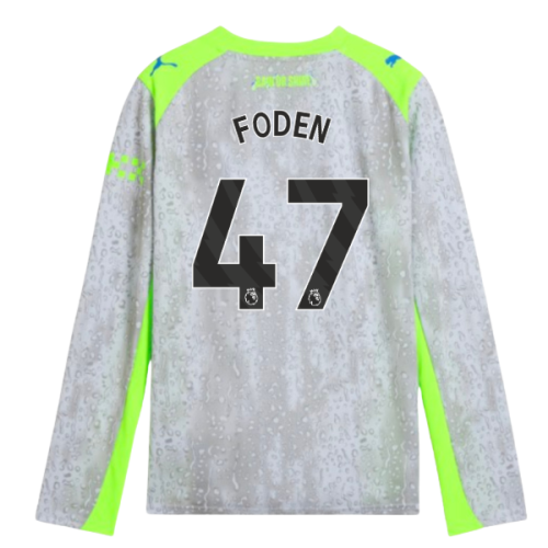 2025-2026 Man City Long Sleeve Third Shirt (Kids) (Foden 47)