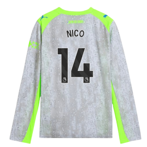2025-2026 Man City Long Sleeve Third Shirt (Kids) (Nico 14)
