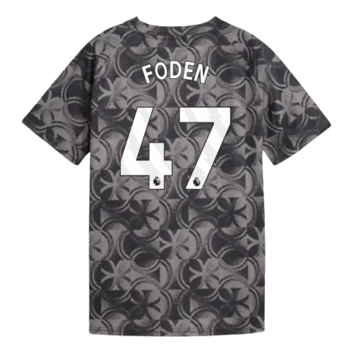 2025-2026 Man City Warm Up Jersey (Black) - Kids (Foden 47)