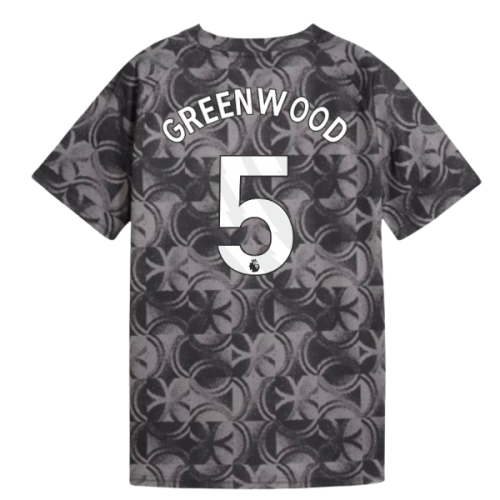 2025-2026 Man City Warm Up Jersey (Black) - Kids (Greenwood 5)