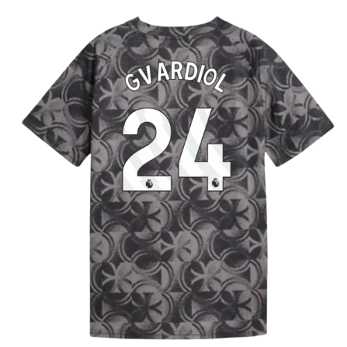 2025-2026 Man City Warm Up Jersey (Black) - Kids (Gvardiol 24)