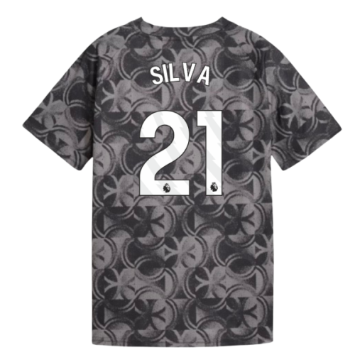 2025-2026 Man City Warm Up Jersey (Black) - Kids (Silva 21)