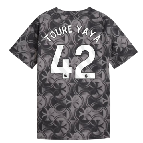 2025-2026 Man City Warm Up Jersey (Black) - Kids (Toure Yaya 42)