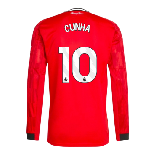 2025-2026 Man Utd Long Sleeve Home Shirt (Cunha 10)