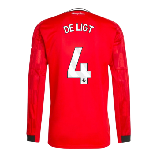 2025-2026 Man Utd Long Sleeve Home Shirt (De Ligt 4)