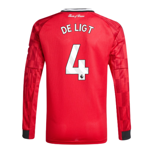 2025-2026 Man Utd Long Sleeve Home Shirt (Kids) (De Ligt 4)