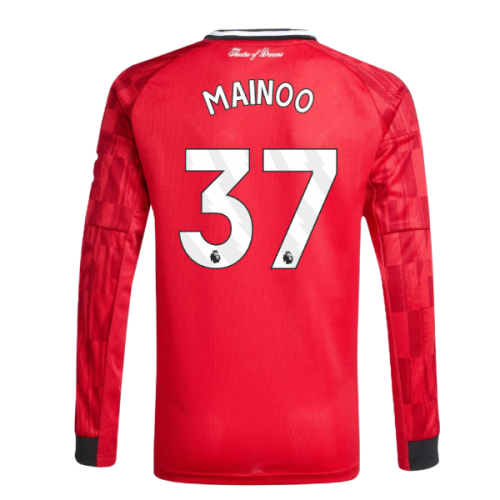 2025-2026 Man Utd Long Sleeve Home Shirt (Kids) (Mainoo 37)