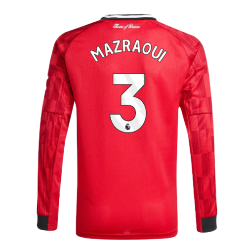 2025-2026 Man Utd Long Sleeve Home Shirt (Kids) (Mazraoui 3)