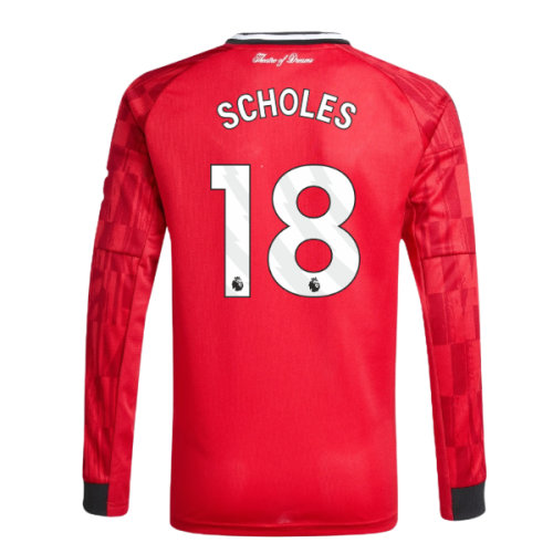 2025-2026 Man Utd Long Sleeve Home Shirt (Kids) (Scholes 18)
