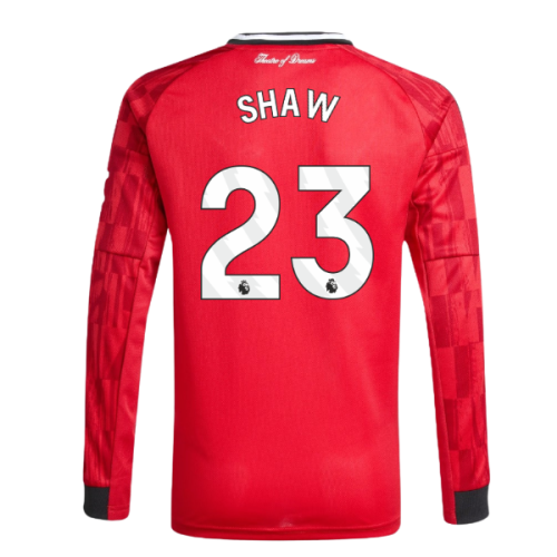 2025-2026 Man Utd Long Sleeve Home Shirt (Kids) (Shaw 23)