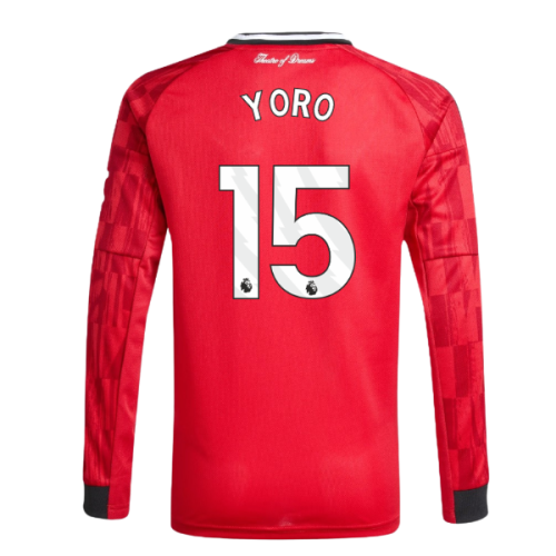 2025-2026 Man Utd Long Sleeve Home Shirt (Kids) (Yoro 15)