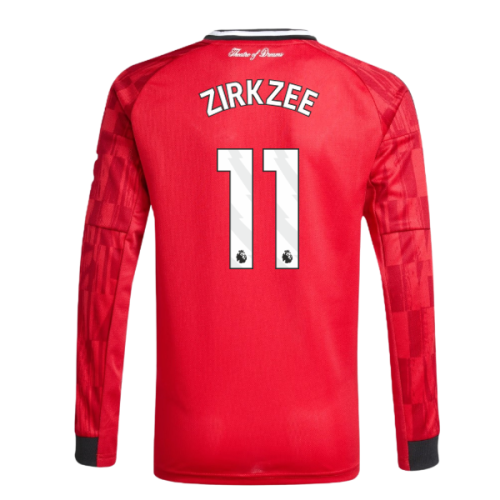 2025-2026 Man Utd Long Sleeve Home Shirt (Kids) (Zirkzee 11)