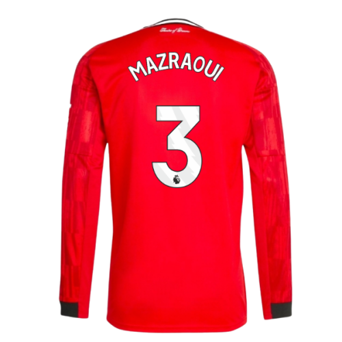 2025-2026 Man Utd Long Sleeve Home Shirt (Mazraoui 3)