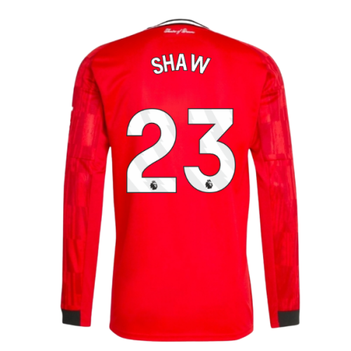 2025-2026 Man Utd Long Sleeve Home Shirt (Shaw 23)