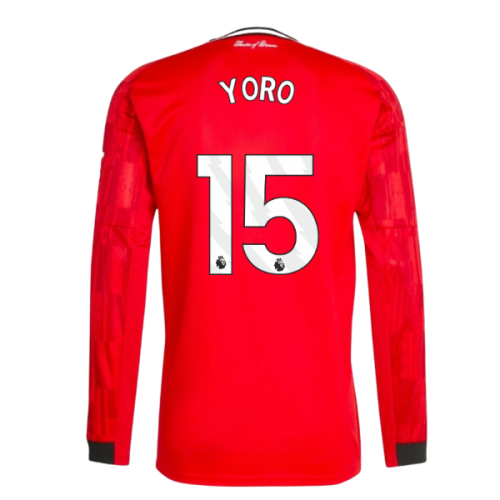 2025-2026 Man Utd Long Sleeve Home Shirt (Yoro 15)