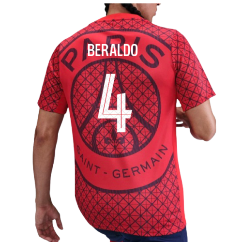 2025-2026 PSG Academy Pro Away Pre Match Shirt (Red) (Beraldo 4)