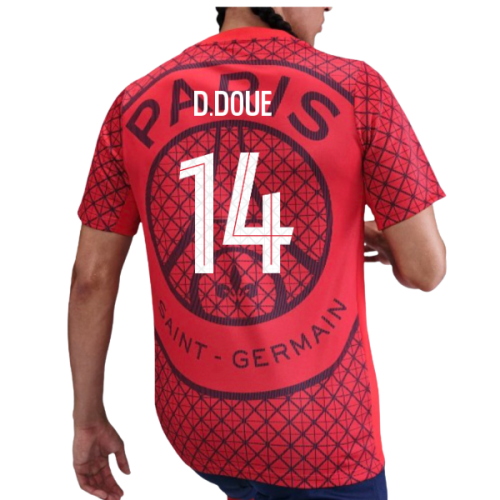 2025-2026 PSG Academy Pro Away Pre Match Shirt (Red) (D.Doue 14)
