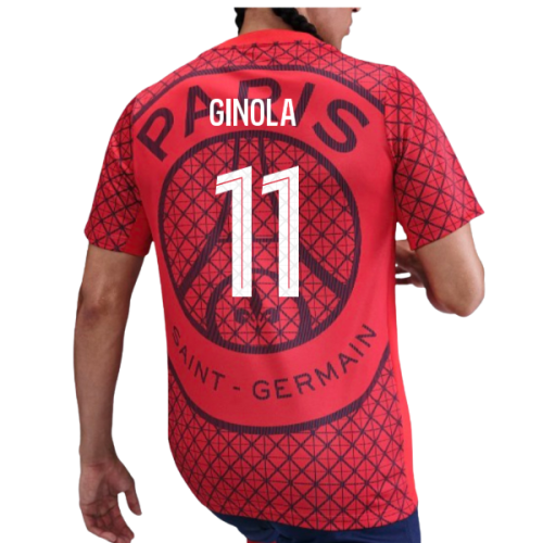 2025-2026 PSG Academy Pro Away Pre Match Shirt (Red) (Ginola 11)