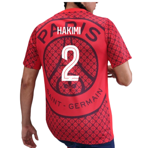 2025-2026 PSG Academy Pro Away Pre Match Shirt (Red) (Hakimi 2)