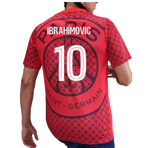 2025-2026 PSG Academy Pro Away Pre Match Shirt (Red) (Ibrahimovic 10)