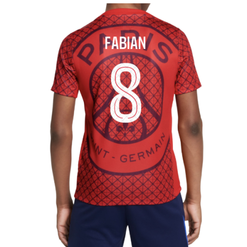 2025-2026 PSG Academy Pro Away Pre Match Shirt (Red) - Kids (Fabian 8)