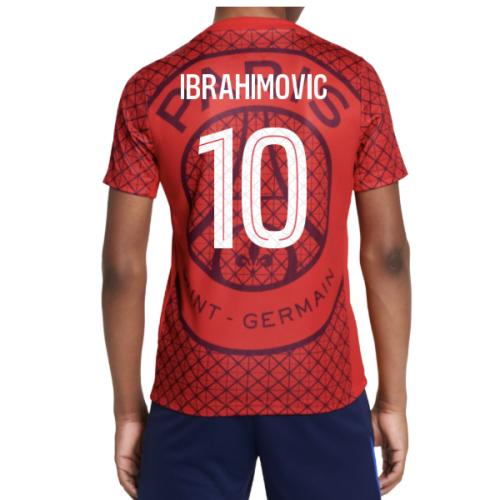 2025-2026 PSG Academy Pro Away Pre Match Shirt (Red) - Kids (Ibrahimovic 10)