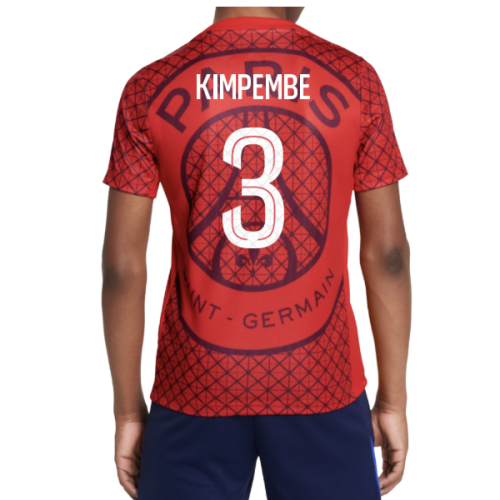 2025-2026 PSG Academy Pro Away Pre Match Shirt (Red) - Kids (Kimpembe 3)