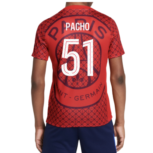2025-2026 PSG Academy Pro Away Pre Match Shirt (Red) - Kids (Pacho 51)