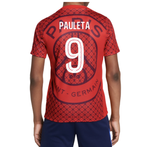 2025-2026 PSG Academy Pro Away Pre Match Shirt (Red) - Kids (Pauleta 9)