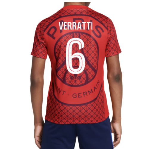 2025-2026 PSG Academy Pro Away Pre Match Shirt (Red) - Kids (Verratti 6)