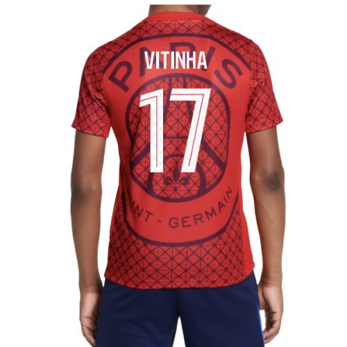 2025-2026 PSG Academy Pro Away Pre Match Shirt (Red) - Kids (Vitinha 17)