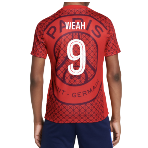 2025-2026 PSG Academy Pro Away Pre Match Shirt (Red) - Kids (Weah 9)