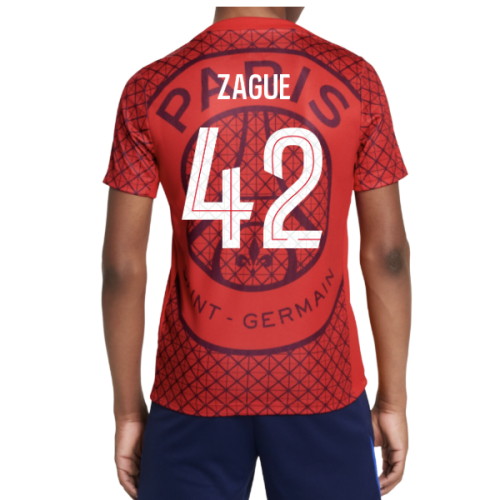 2025-2026 PSG Academy Pro Away Pre Match Shirt (Red) - Kids (Zague 42)
