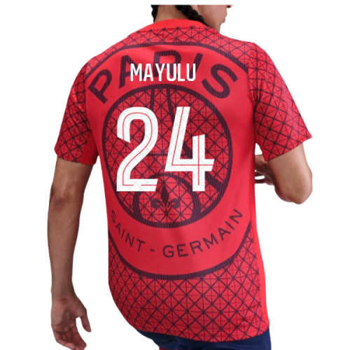2025-2026 PSG Academy Pro Away Pre Match Shirt (Red) (Mayulu 24)