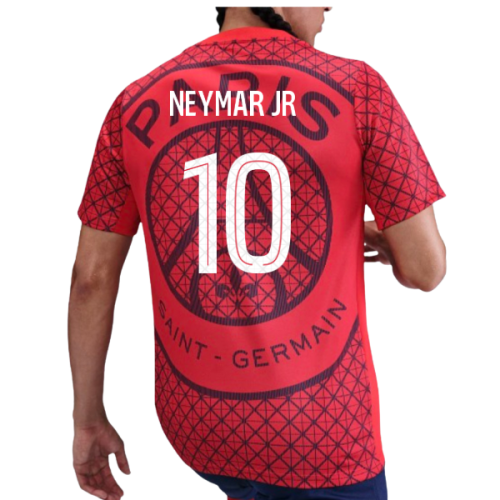 2025-2026 PSG Academy Pro Away Pre Match Shirt (Red) (Neymar JR 10)