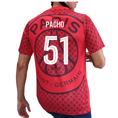 2025-2026 PSG Academy Pro Away Pre Match Shirt (Red) (Pacho 51)