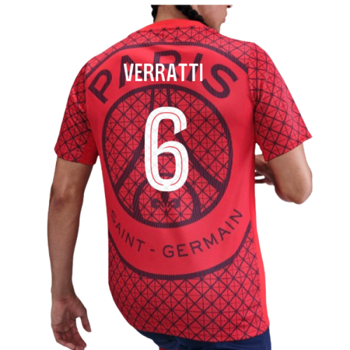 2025-2026 PSG Academy Pro Away Pre Match Shirt (Red) (Verratti 6)
