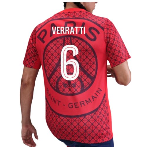 2025-2026 PSG Academy Pro Away Pre Match Shirt (Red) (Verratti 6)