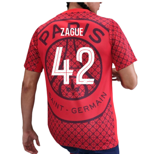 2025-2026 PSG Academy Pro Away Pre Match Shirt (Red) (Zague 42)