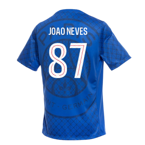 2025-2026 PSG Academy Pro Home Pre Match Shirt (Royal) (Joao Neves 87)