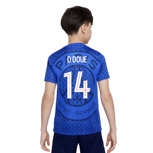 2025-2026 PSG Academy Pro Home Pre Match Shirt (Royal) - Kids (D.Doue 14)