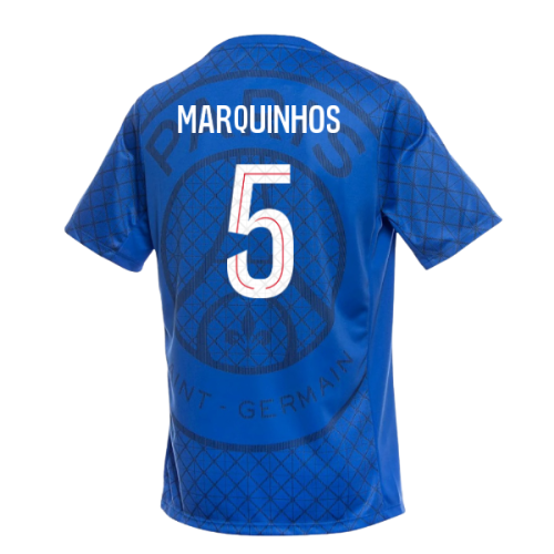 2025-2026 PSG Academy Pro Home Pre Match Shirt (Royal) (Marquinhos 5)