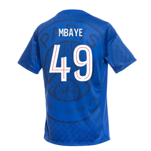 2025-2026 PSG Academy Pro Home Pre Match Shirt (Royal) (Mbaye 49)