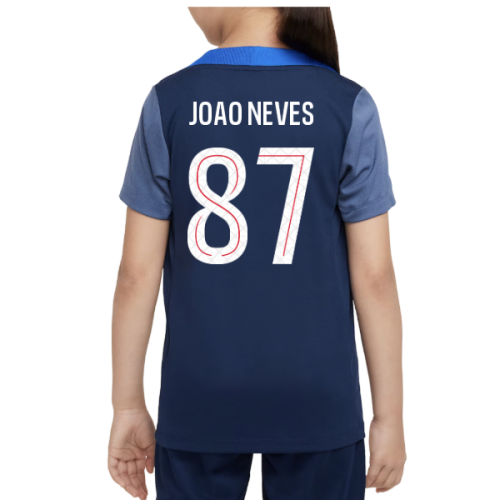 2025-2026 PSG Dri-Fit Strike Training Shirt (Navy) - Kids (Joao Neves 87)