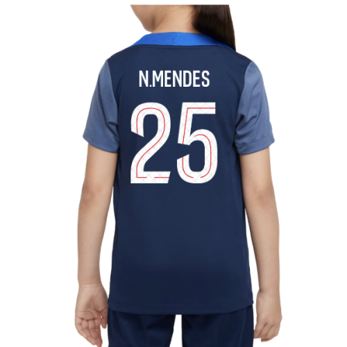 2025-2026 PSG Dri-Fit Strike Training Shirt (Navy) - Kids (N.Mendes 25)