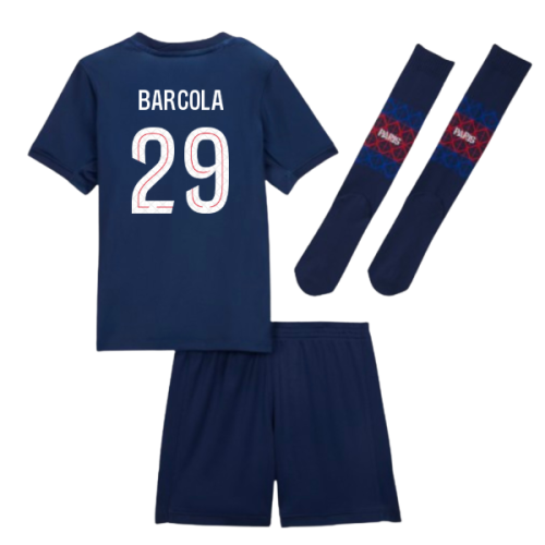 2025-2026 PSG Home Little Kids Mini Kit (Barcola 29)