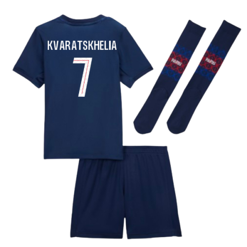2025-2026 PSG Home Little Kids Mini Kit (Kvaratskhelia 7)