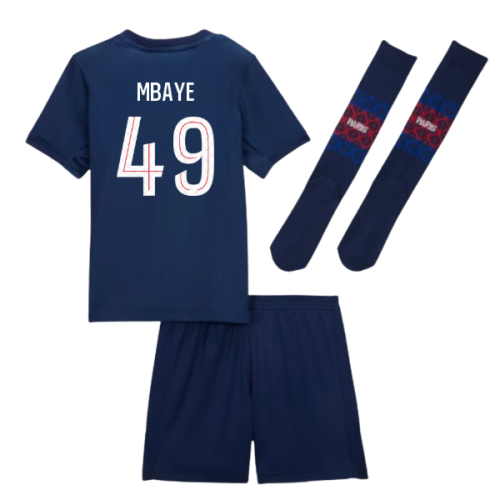 2025-2026 PSG Home Little Kids Mini Kit (Mbaye 49)