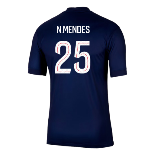 2025-2026 PSG Paris Saint Germain Home Shirt (N.Mendes 25)